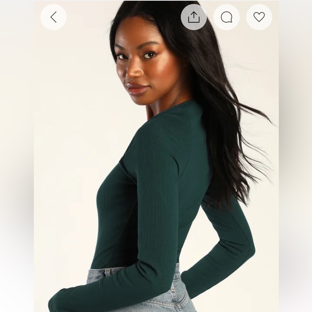 Green Ribbed Women's bodysuit - Picture 3 of 5